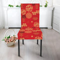 Red Japanese Pattern Print Dining Chair Slipcover