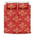Red Japanese Pattern Print Duvet Cover Bedding Set
