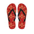 Red Japanese Pattern Print Flip Flops
