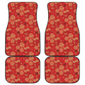 Red Japanese Pattern Print Front and Back Car Floor Mats