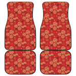 Red Japanese Pattern Print Front and Back Car Floor Mats