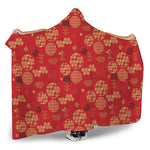 Red Japanese Pattern Print Hooded Blanket