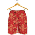 Red Japanese Pattern Print Men's Shorts