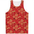 Red Japanese Pattern Print Men's Tank Top