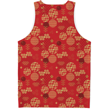 Red Japanese Pattern Print Men's Tank Top