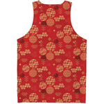 Red Japanese Pattern Print Men's Tank Top