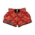 Red Japanese Pattern Print Muay Thai Boxing Shorts
