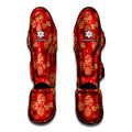 Red Japanese Pattern Print Muay Thai Shin Guards