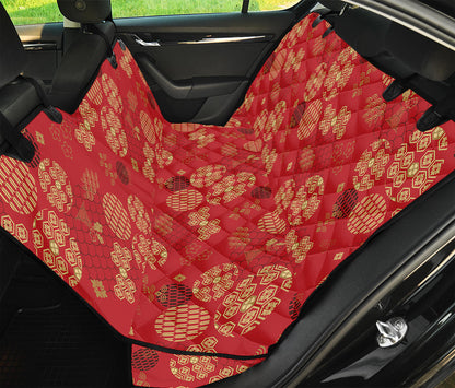 Red Japanese Pattern Print Pet Car Back Seat Cover
