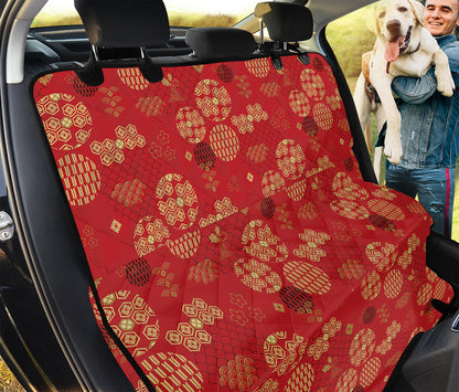 Red Japanese Pattern Print Pet Car Back Seat Cover
