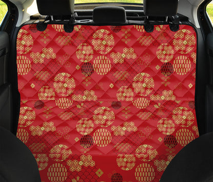 Red Japanese Pattern Print Pet Car Back Seat Cover