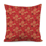 Red Japanese Pattern Print Pillow Cover