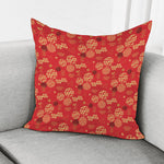 Red Japanese Pattern Print Pillow Cover