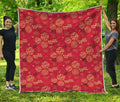 Red Japanese Pattern Print Quilt