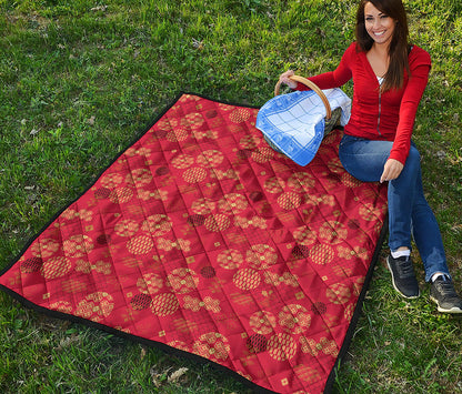 Red Japanese Pattern Print Quilt