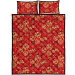 Red Japanese Pattern Print Quilt Bed Set