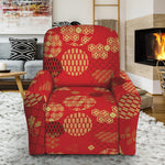 Red Japanese Pattern Print Recliner Slipcover