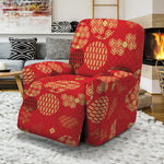 Red Japanese Pattern Print Recliner Slipcover