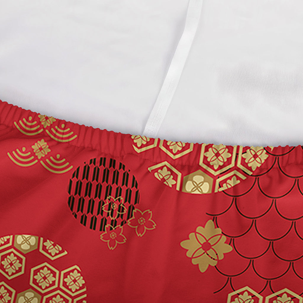 Red Japanese Pattern Print Sofa Cover