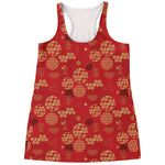 Red Japanese Pattern Print Women's Racerback Tank Top