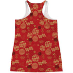 Red Japanese Pattern Print Women's Racerback Tank Top