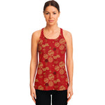 Red Japanese Pattern Print Women's Racerback Tank Top