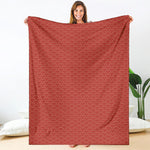Red Japanese Wave Pattern Print Blanket