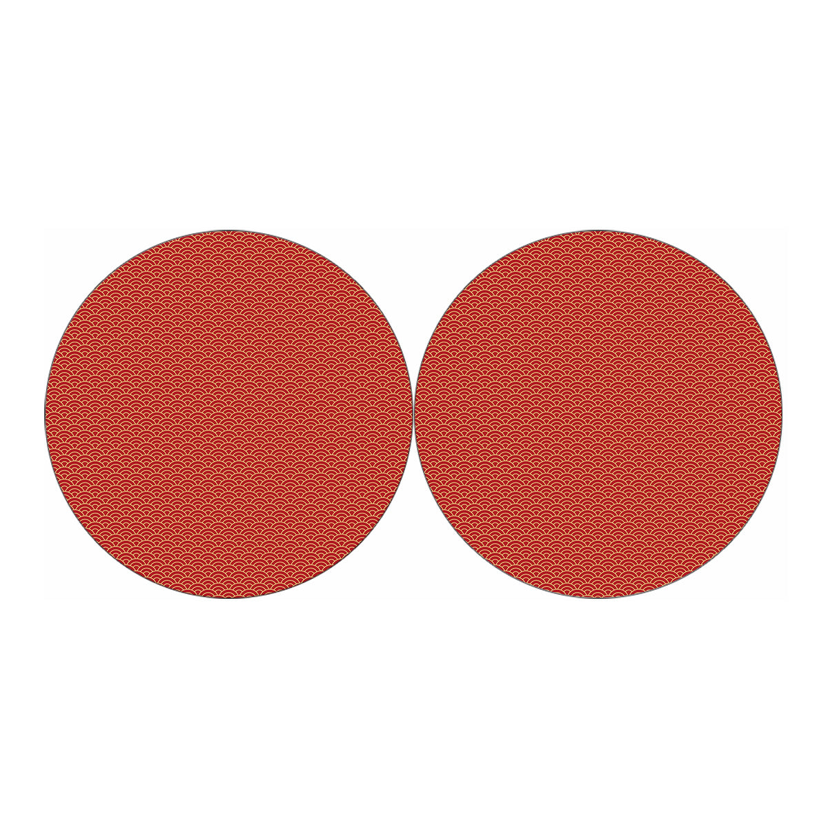 Red Japanese Wave Pattern Print Car Coasters