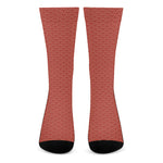 Red Japanese Wave Pattern Print Crew Socks