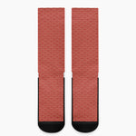 Red Japanese Wave Pattern Print Crew Socks