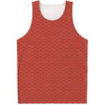 Red Japanese Wave Pattern Print Men's Tank Top