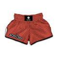 Red Japanese Wave Pattern Print Muay Thai Boxing Shorts