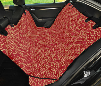 Red Japanese Wave Pattern Print Pet Car Back Seat Cover
