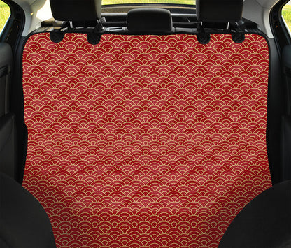 Red Japanese Wave Pattern Print Pet Car Back Seat Cover
