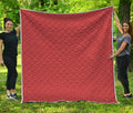 Red Japanese Wave Pattern Print Quilt