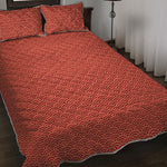 Red Japanese Wave Pattern Print Quilt Bed Set