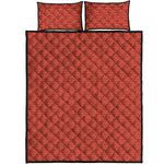 Red Japanese Wave Pattern Print Quilt Bed Set