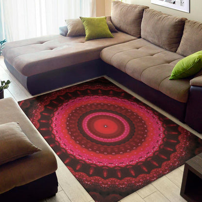 Red Kaleidoscope Print Area Rug