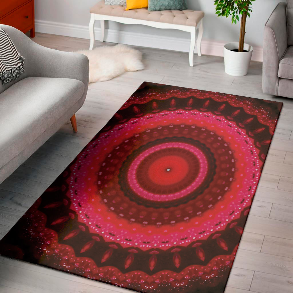 Red Kaleidoscope Print Area Rug