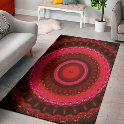 Red Kaleidoscope Print Area Rug