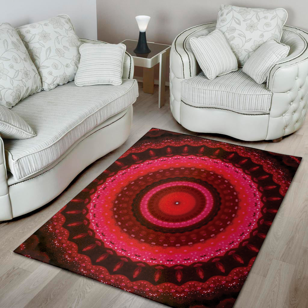 Red Kaleidoscope Print Area Rug