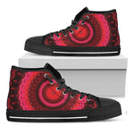 Red Kaleidoscope Print Black High Top Shoes