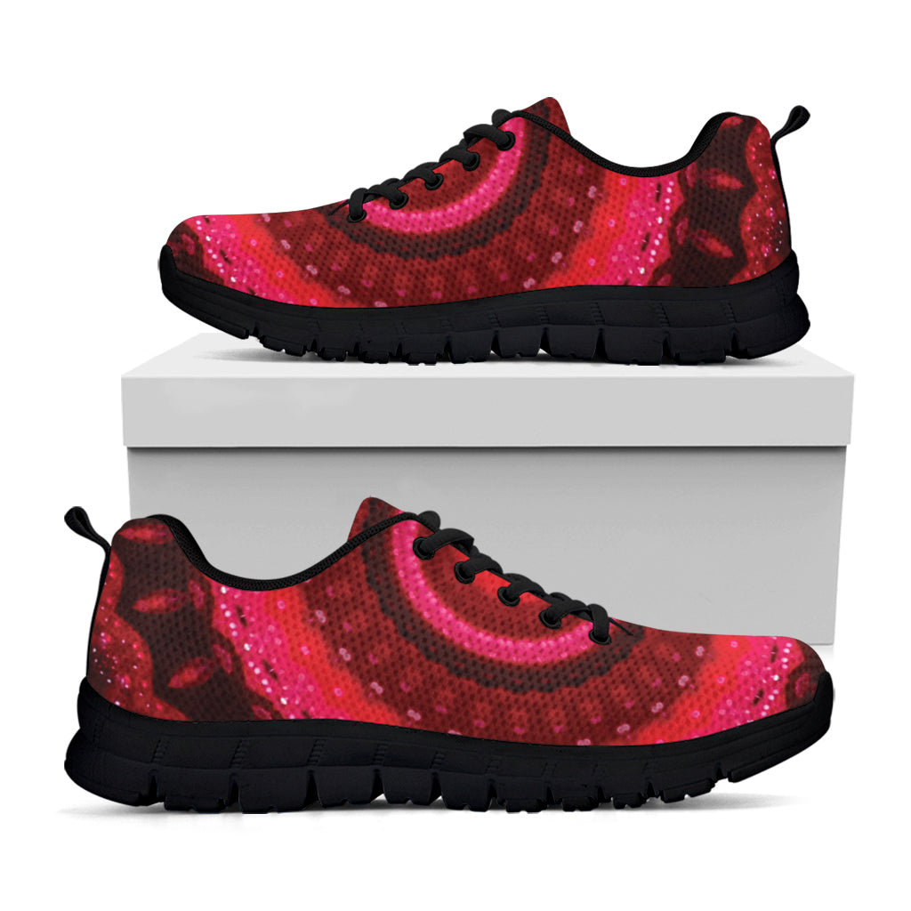 Red Kaleidoscope Print Black Sneakers