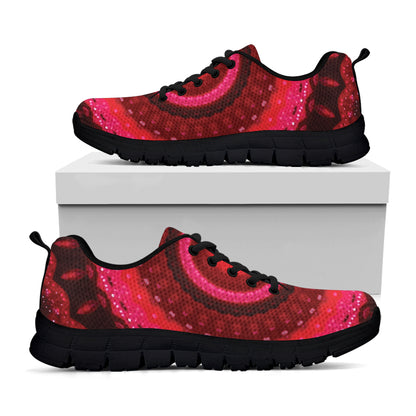 Red Kaleidoscope Print Black Sneakers