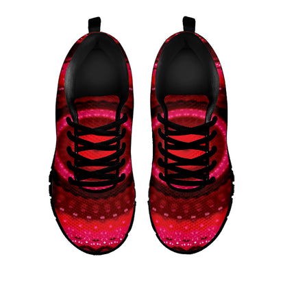 Red Kaleidoscope Print Black Sneakers