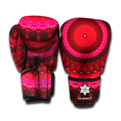 Red Kaleidoscope Print Boxing Gloves