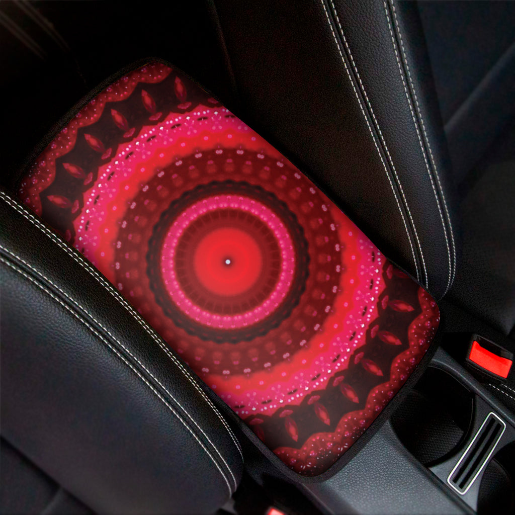 Red Kaleidoscope Print Car Center Console Cover