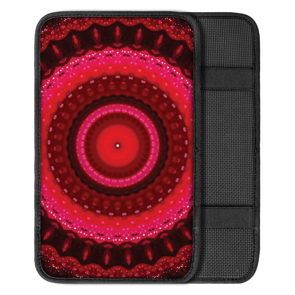 Red Kaleidoscope Print Car Center Console Cover