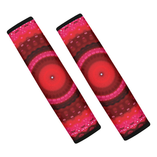 Red Kaleidoscope Print Car Seat Belt Covers