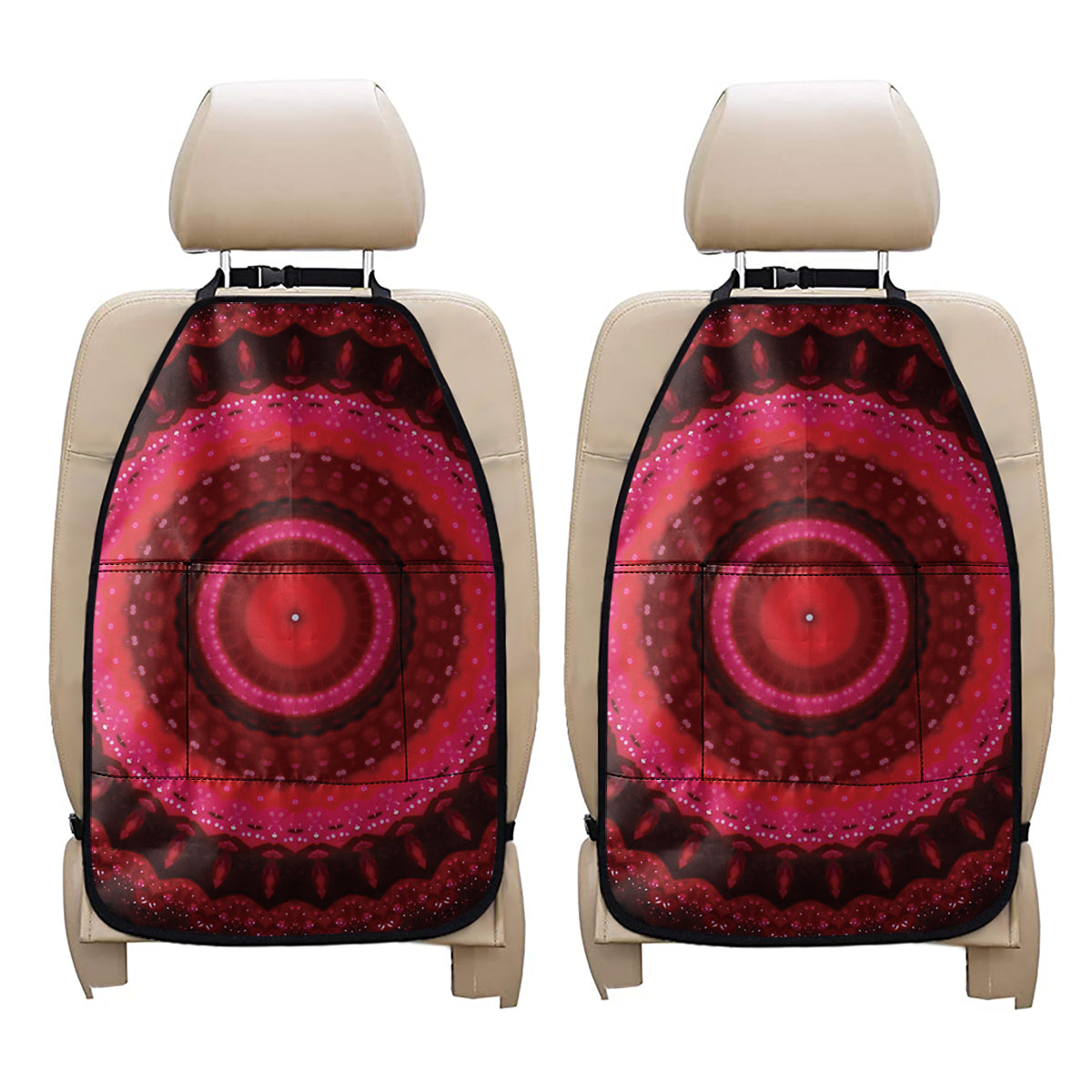 Red Kaleidoscope Print Car Seat Organizers
